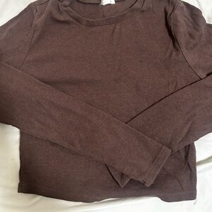 Garage brown cropped long sleeve